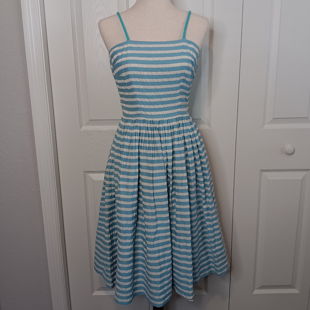 Blue and White Striped 1950 Vintage Lanz Original Striped Sundress